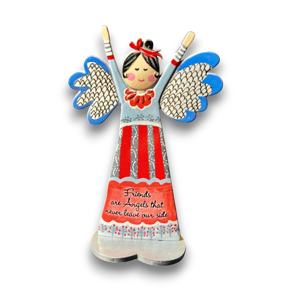 Carol Eldridge‎ Friends Are Angels Angel Pewter Decor Figurine Gift Folk Art